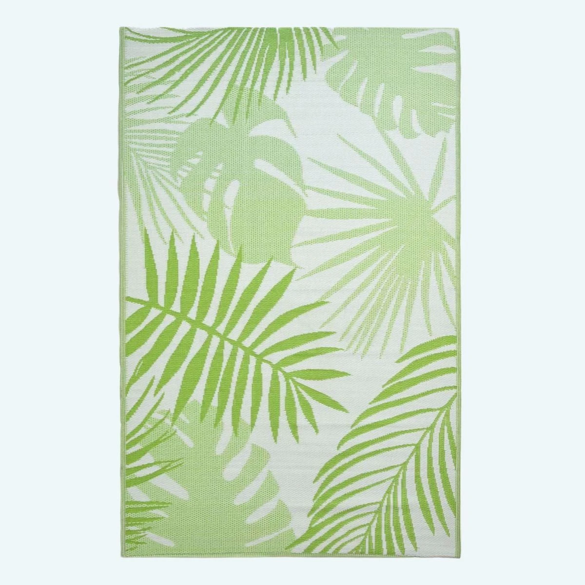 Green Tropical Leaf Pattern Reversible Outdoor Rug 3 Green Tropical Leaf Pattern Reversible Outdoor Rug