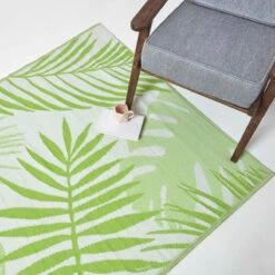 Green Tropical Leaf Pattern Reversible Outdoor Rug 15 Green Tropical Leaf Pattern Reversible Outdoor Rug -Best Homeware Store ru1329 f 1
