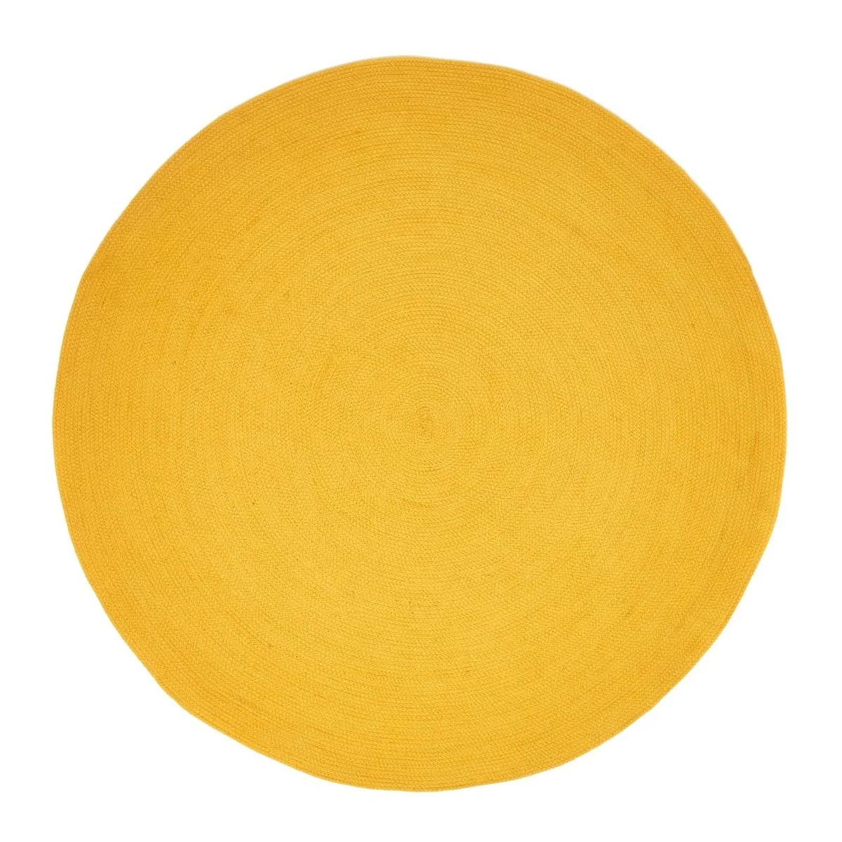 Mustard Yellow Handmade Woven Braided Round Rug, 150 Cm 4 Mustard Yellow Handmade Woven Braided Round Rug, 150 Cm - Image 2