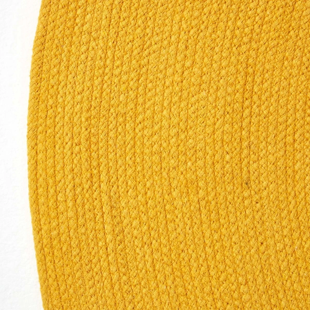 Mustard Yellow Handmade Woven Braided Round Rug, 150 Cm 5 Mustard Yellow Handmade Woven Braided Round Rug, 150 Cm - Image 3
