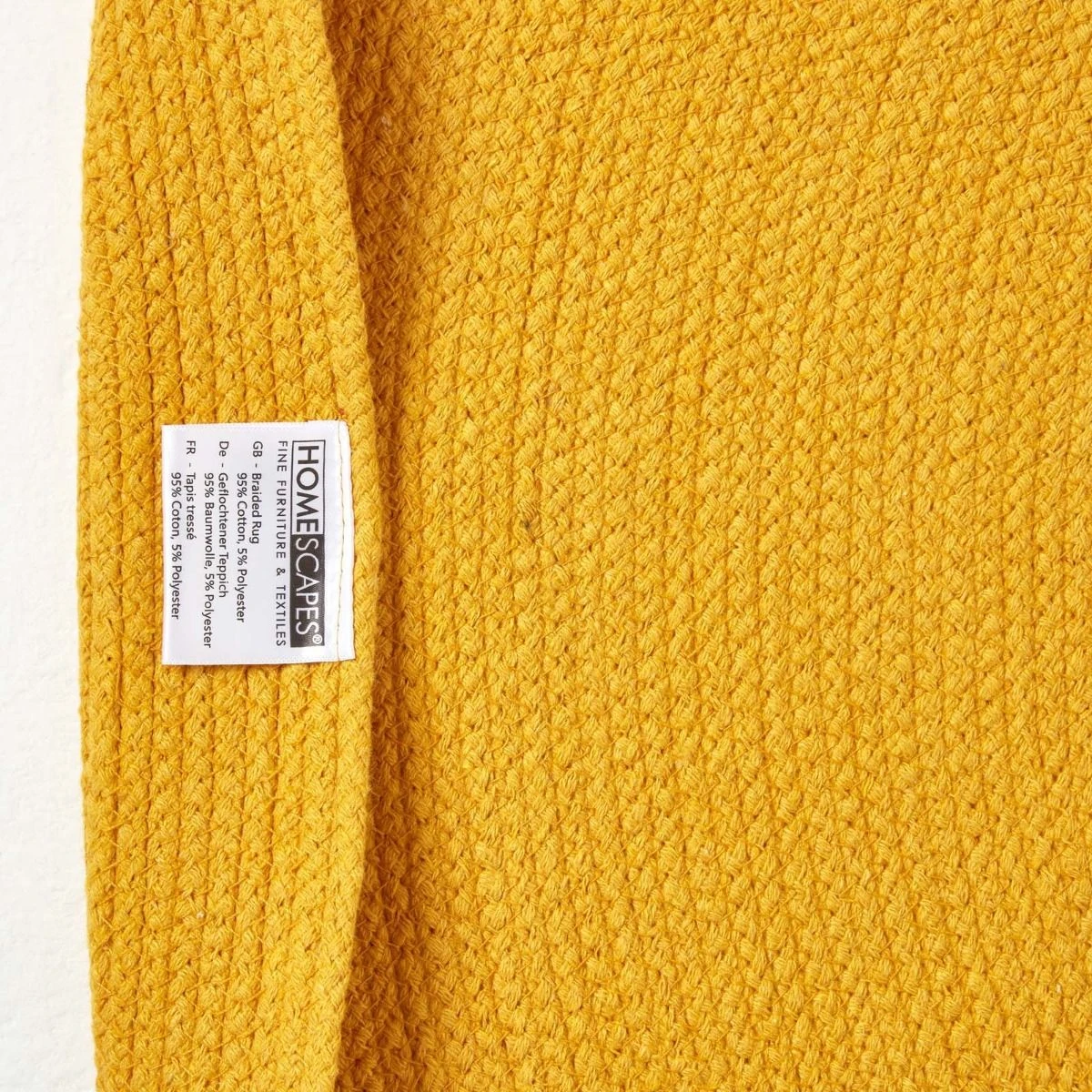 Mustard Yellow Handmade Woven Braided Round Rug, 150 Cm 7 Mustard Yellow Handmade Woven Braided Round Rug, 150 Cm - Image 5