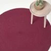Plum Handmade Woven Braided Round Rug, 120 Cm