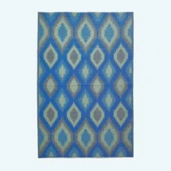 Amber Ikat Green & Blue Outdoor Rug