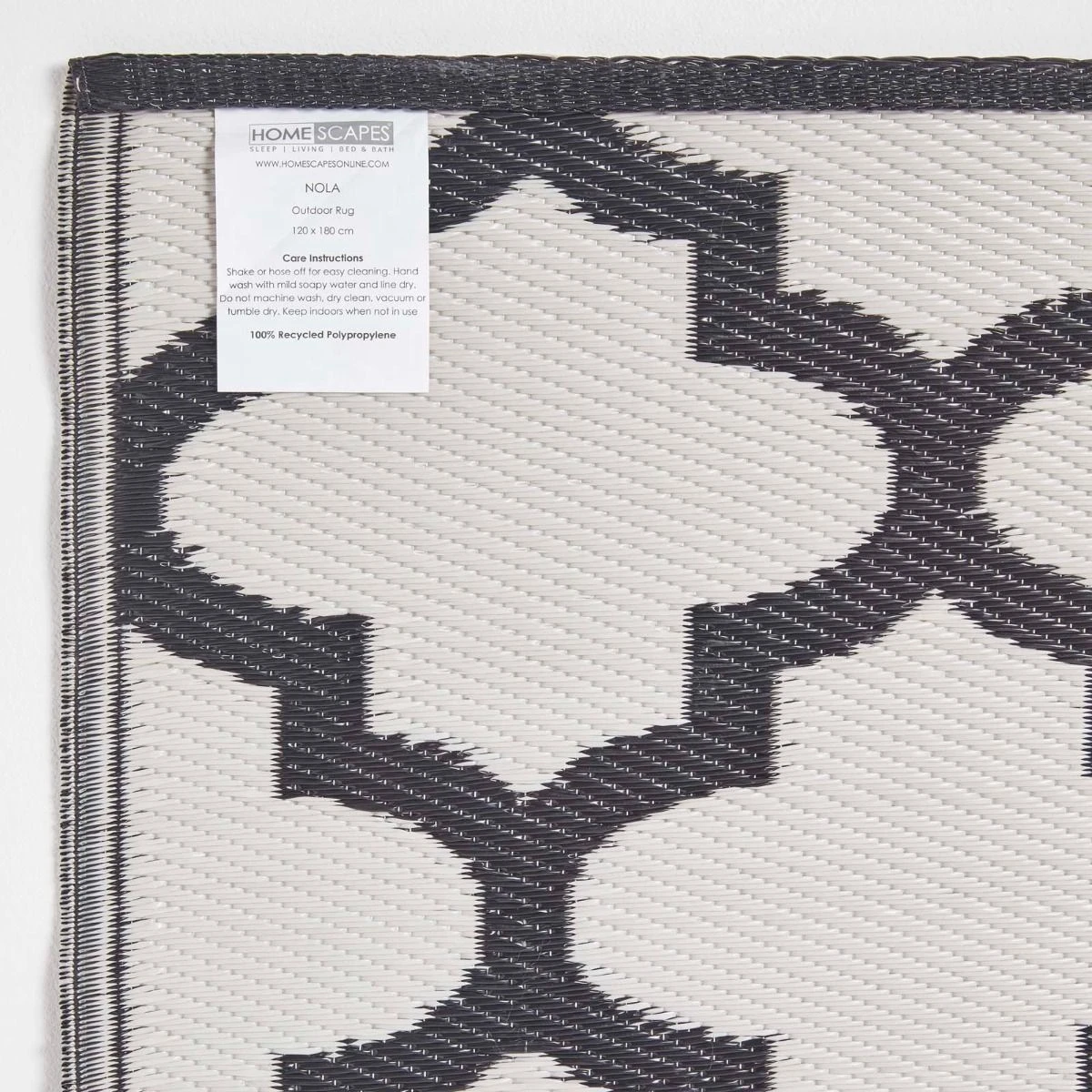 Nola Geometric Black & White Outdoor Rug Runner 8 Nola Geometric Black & White Outdoor Rug Runner - Image 6