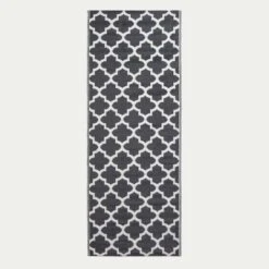 Nola Geometric Black & White Outdoor Rug Runner