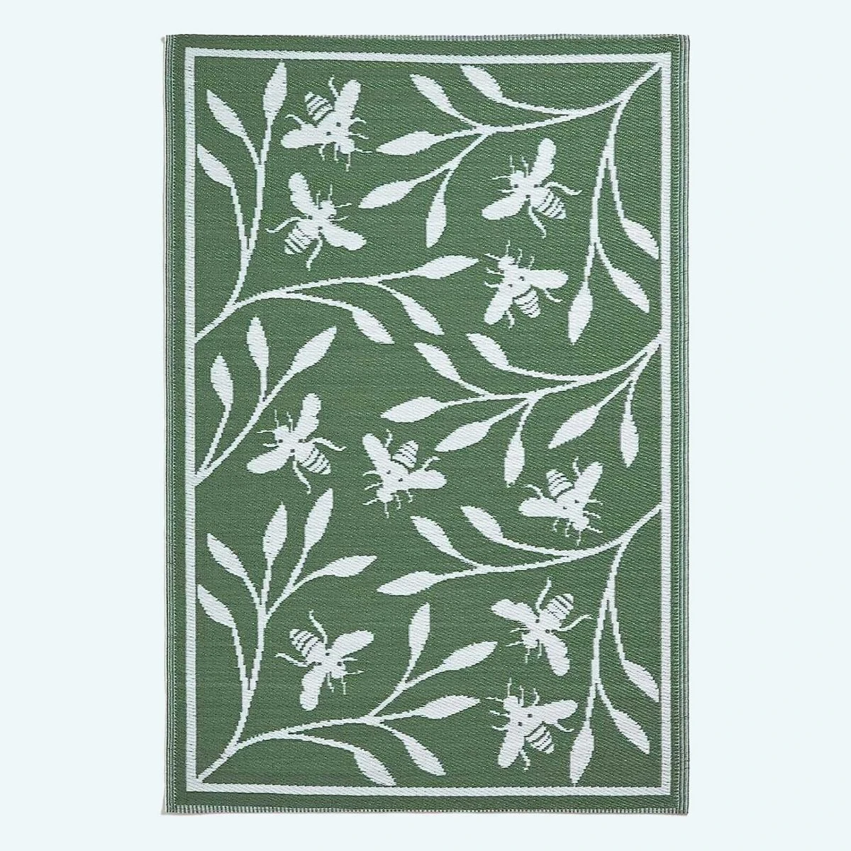 Green Floral Outdoor Rug With Bumble Bee Design, 182 X 122 Cm 3 Green Floral Outdoor Rug With Bumble Bee Design, 182 X 122 Cm