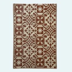Brown Tile Mosaic Pattern Reversible Outdoor Rug