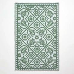Green Outdoor Rug With Floral Leaf Pattern, 122 X 182 Cm 15 Green Outdoor Rug With Floral Leaf Pattern, 122 X 182 Cm -Best Homeware Store ru1392 8