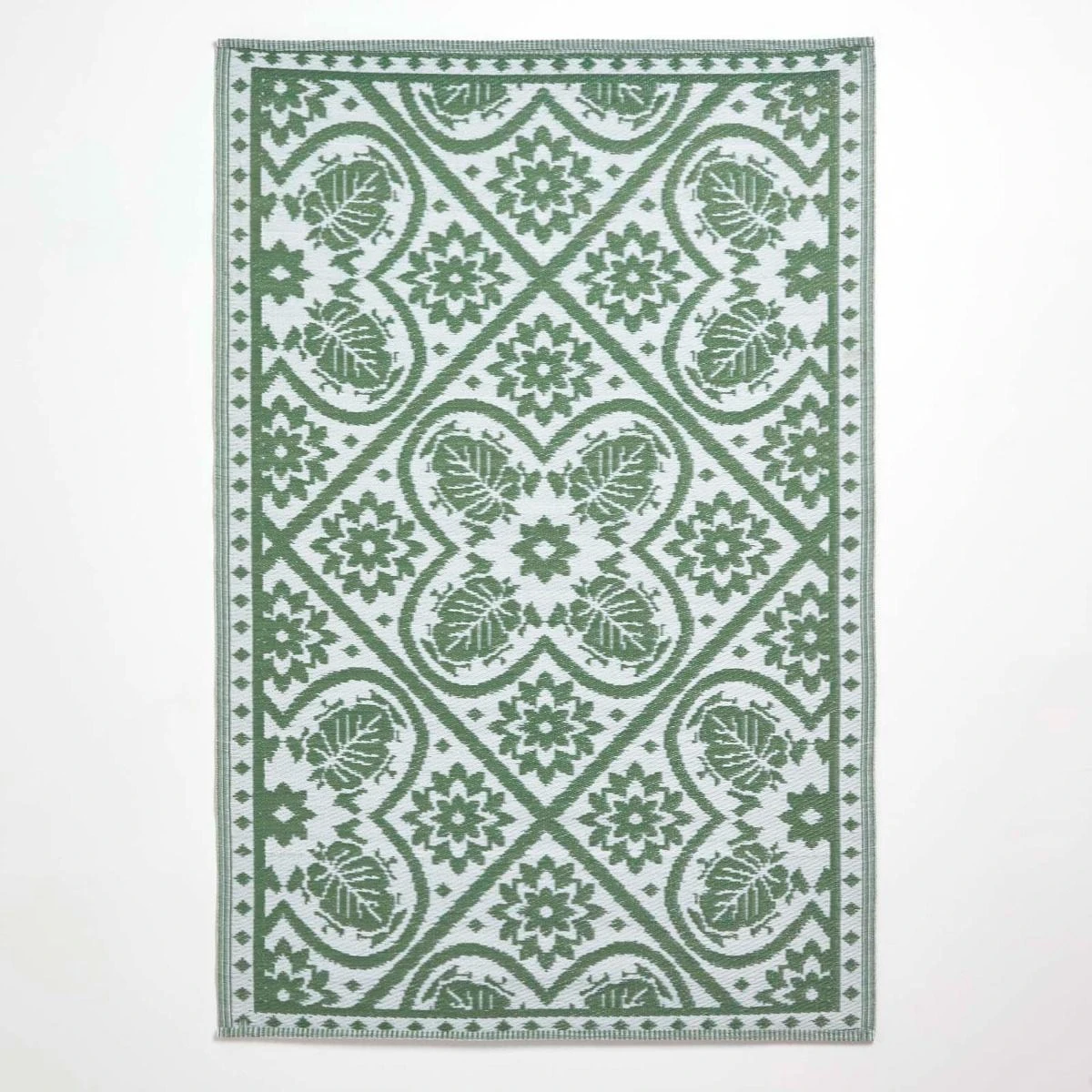 Green Outdoor Rug With Floral Leaf Pattern, 122 X 182 Cm 9 Green Outdoor Rug With Floral Leaf Pattern, 122 X 182 Cm - Image 7