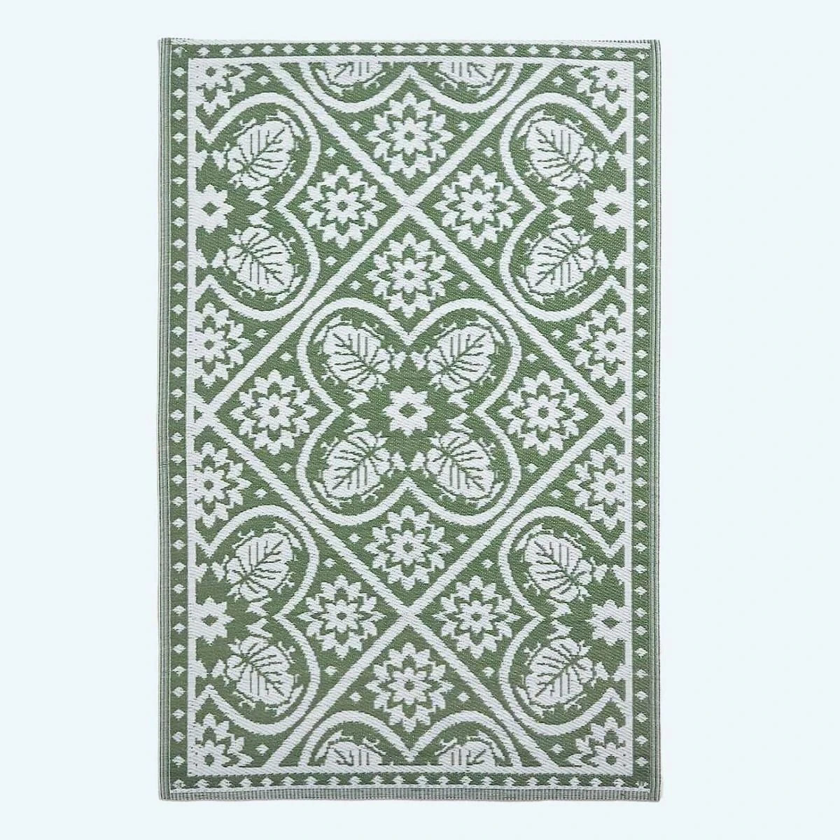 Green Outdoor Rug With Floral Leaf Pattern, 122 X 182 Cm 3 Green Outdoor Rug With Floral Leaf Pattern, 122 X 182 Cm