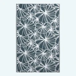 Dark Green Outdoor Rug With Floral Pattern, 152 X 241 Cm