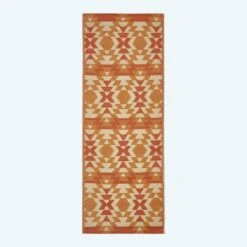 Anya Aztec Orange Outdoor Rug Runner, 75 X 200 Cm