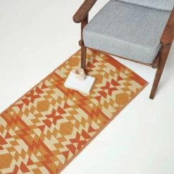 Anya Aztec Orange Outdoor Rug Runner, 75 X 200 Cm -Best Homeware Store ru1397d 7