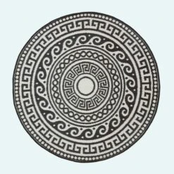 Enid Aztec Black & White Round Outdoor Rug, 180 Cm