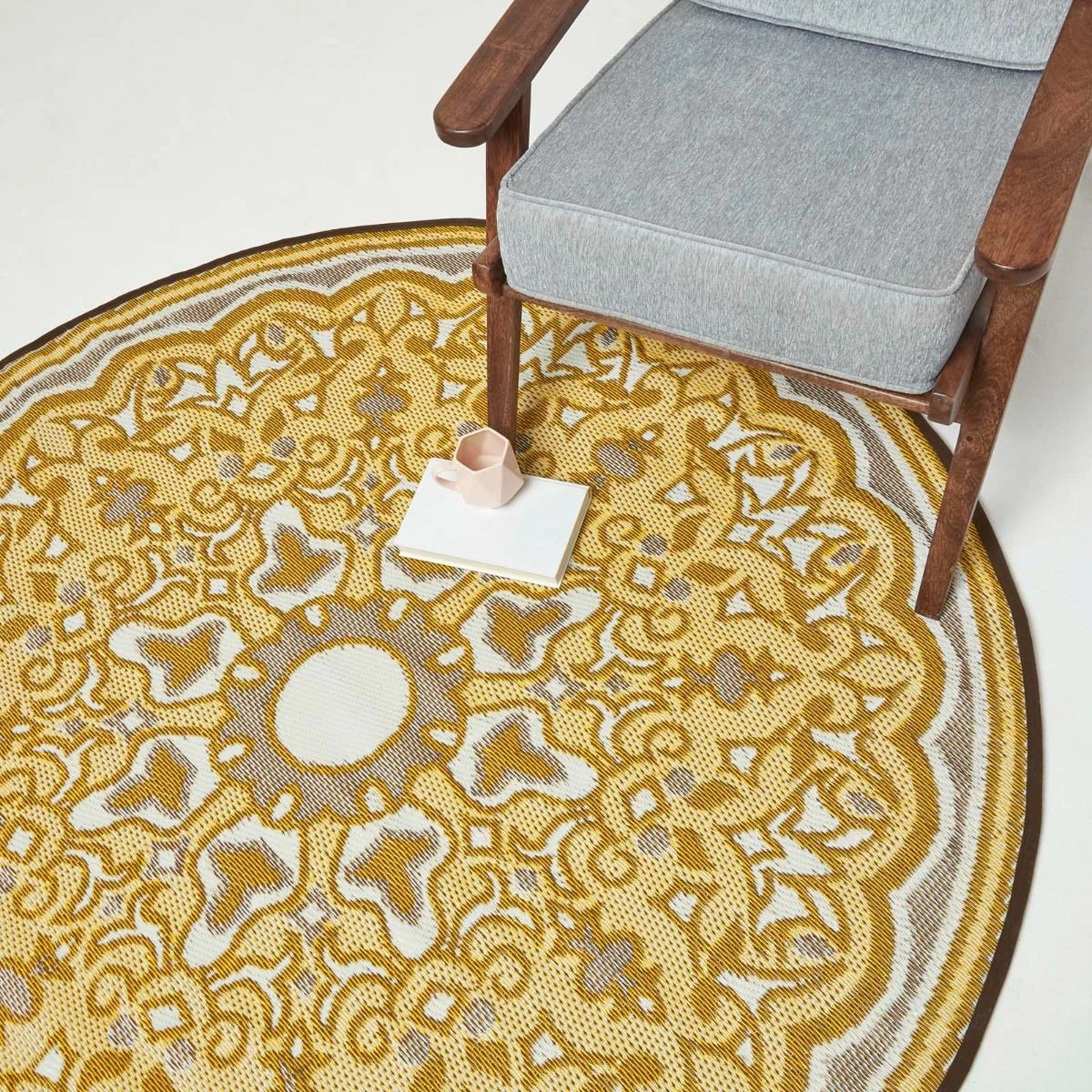 Rae Yellow Round Outdoor Rug, 180 Cm 9 Rae Yellow Round Outdoor Rug, 180 Cm - Image 7
