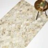 Gold & Grey Geometric Diamond Leather Rug, 90 X 150 Cm 2 Gold & Grey Geometric Diamond Leather Rug, 90 X 150 Cm -Best Homeware Store ru1442 1