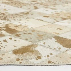 Gold & Grey Geometric Diamond Leather Rug, 90 X 150 Cm 10 Gold & Grey Geometric Diamond Leather Rug, 90 X 150 Cm -Best Homeware Store ru1442 4