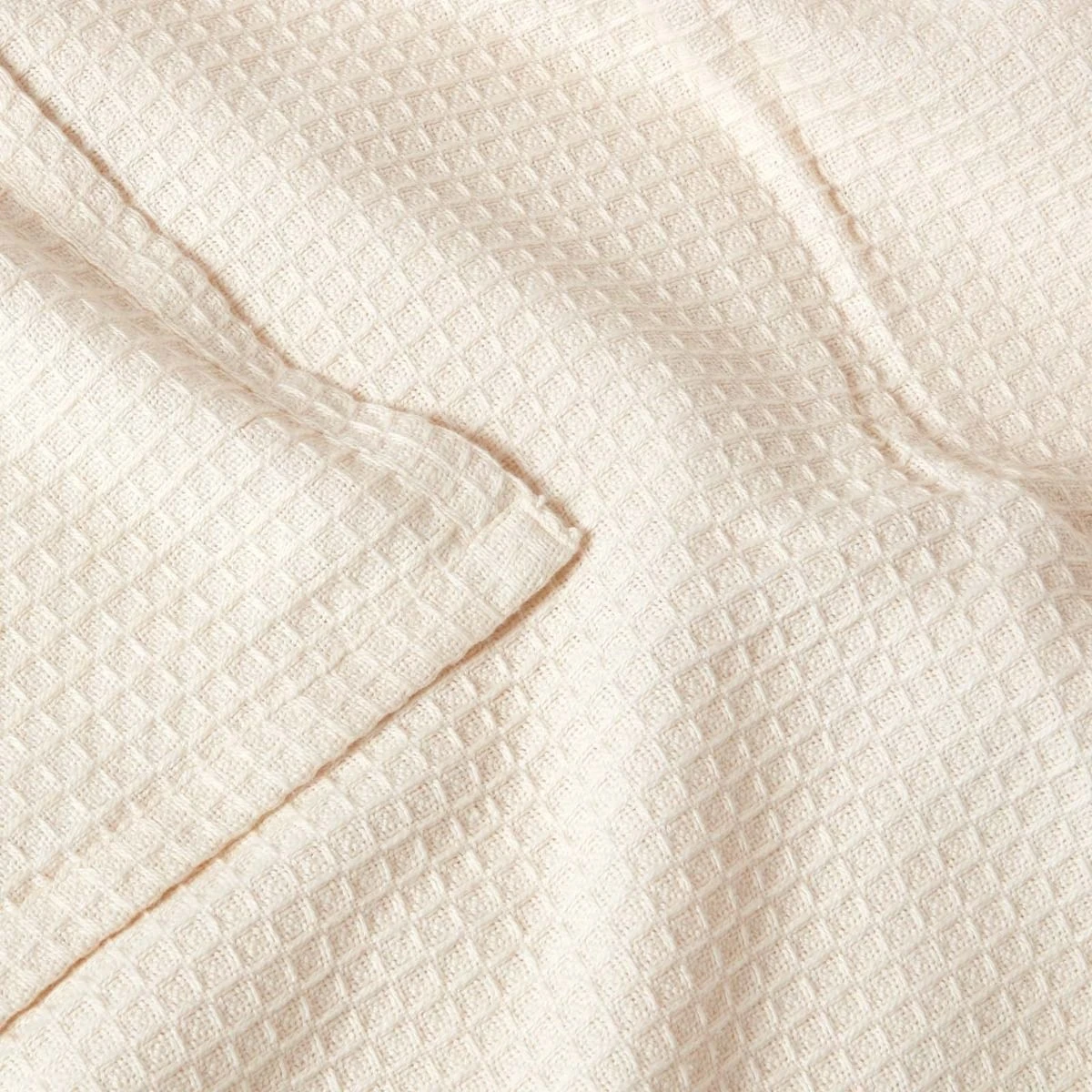 Organic Cotton Waffle Blanket/ Throw Natural 6 Organic Cotton Waffle Blanket/ Throw Natural - Image 4