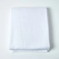 Organic Cotton Waffle Blanket/ Throw White 6 Organic Cotton Waffle Blanket/ Throw White -Best Homeware Store sf1122 2 5