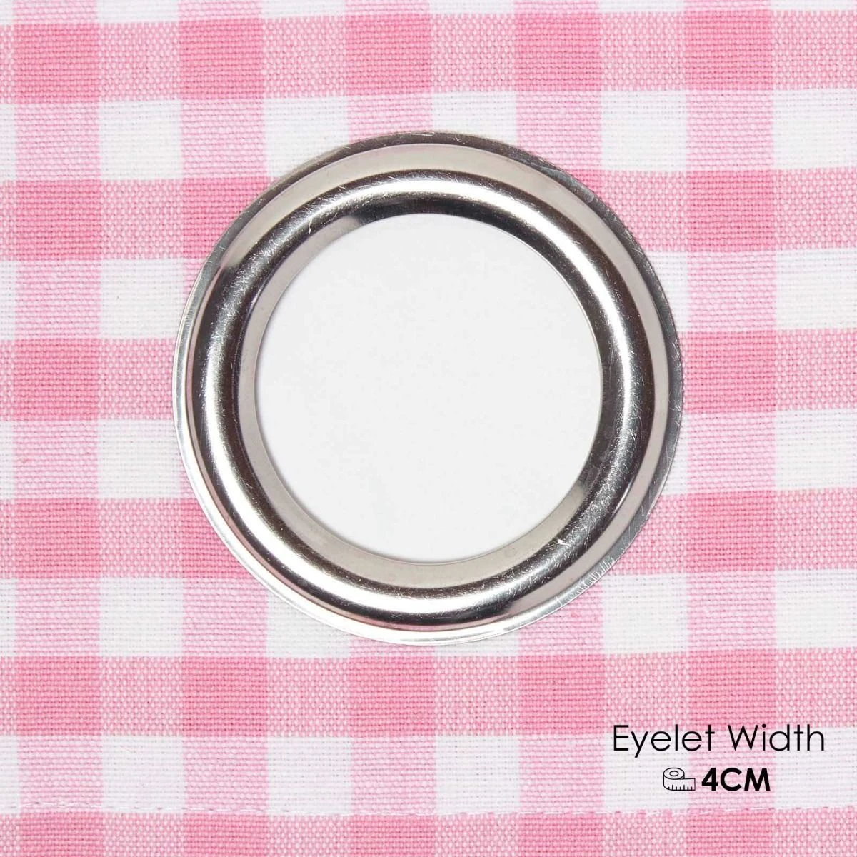 Cotton Gingham Check Pink Ready Made Eyelet Curtains 6 Cotton Gingham Check Pink Ready Made Eyelet Curtains - Image 4