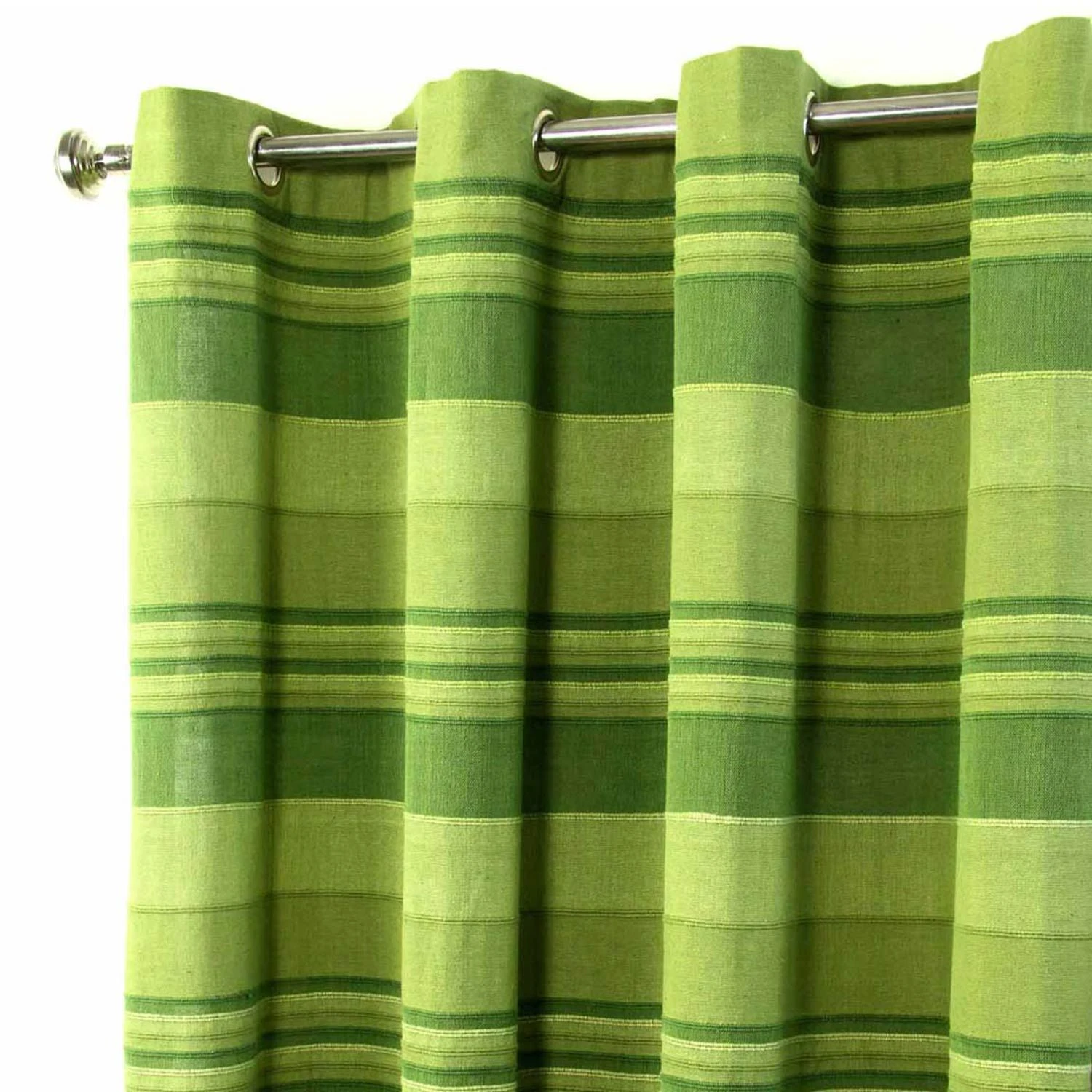 Cotton Morocco Striped Green Curtain Pair 4 Cotton Morocco Striped Green Curtain Pair - Image 2