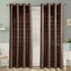 Cotton Rajput Ribbed Chocolate Curtain Pair