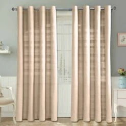 Cotton Rajput Ribbed Natural Curtain Pair