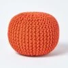 Burnt Orange Round Cotton Knitted Pouffe Footstool 2 Burnt Orange Round Cotton Knitted Pouffe Footstool -Best Homeware Store sf1231f 01