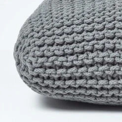 Grey Square Cotton Knitted Pouffe Floor Cushion 11 Grey Square Cotton Knitted Pouffe Floor Cushion -Best Homeware Store sf1232da 04