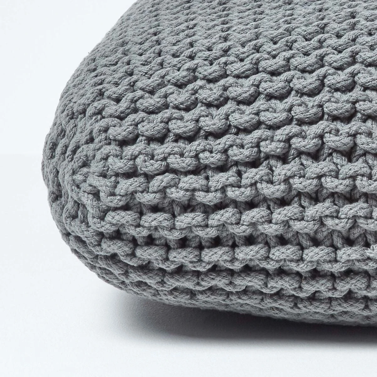 Grey Square Cotton Knitted Pouffe Floor Cushion 6 Grey Square Cotton Knitted Pouffe Floor Cushion - Image 4