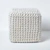 Natural Cube Cotton Knitted Pouffe Footstool