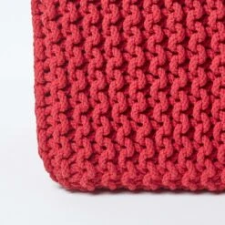 Red Cube Cotton Knitted Pouffe Footstool 11 Red Cube Cotton Knitted Pouffe Footstool -Best Homeware Store sf1232h 04 1