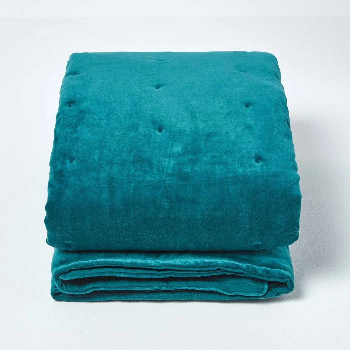 Teal Green Velvet Quilted Throw 4 Teal Green Velvet Quilted Throw - Image 2