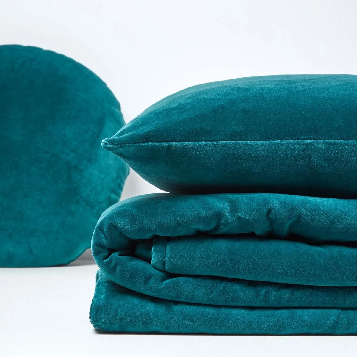 Teal Green Velvet Quilted Throw 7 Teal Green Velvet Quilted Throw - Image 5