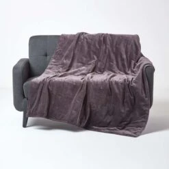 Dark Grey Velvet Quilted Throw