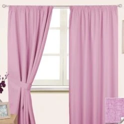 Pink Pencil Pleat Blackout Curtain Pair