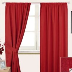 Wine Pencil Pleat Blackout Curtain Pair, 66 X 72"