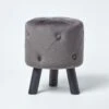 Hampton Velvet Footstool With Legs, Dark Grey