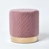 Kensington Velvet Round Footstool, Pink