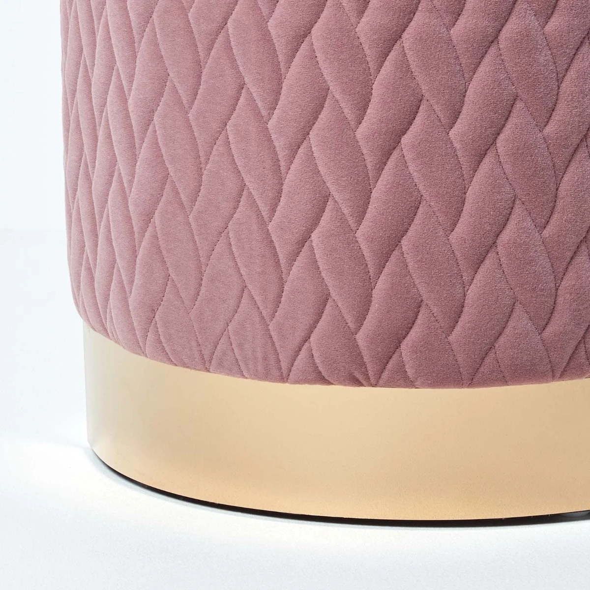 Kensington Velvet Round Footstool, Pink 5 Kensington Velvet Round Footstool, Pink - Image 3