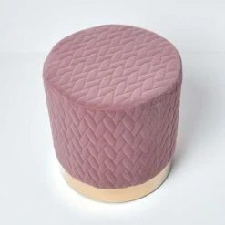 Kensington Velvet Round Footstool, Pink 12 Kensington Velvet Round Footstool, Pink -Best Homeware Store sf1507 05 1