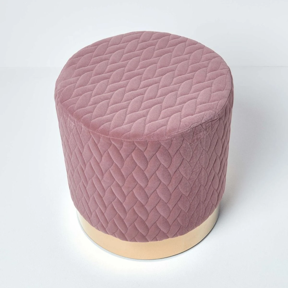 Kensington Velvet Round Footstool, Pink 7 Kensington Velvet Round Footstool, Pink - Image 5
