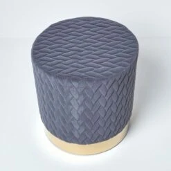 Kensington Velvet Round Footstool, Grey 12 Kensington Velvet Round Footstool, Grey -Best Homeware Store sf1508 05 1