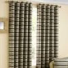 Charcoal And Beige 'Horizon' Striped Ready Made Eyelet Curtain Pair