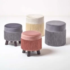 Warwick Velvet Footstool With Legs, Pink 13 Warwick Velvet Footstool With Legs, Pink -Best Homeware Store sf1521 06