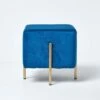 Osborne Velvet Footstool Cube With Legs, Cobalt Blue