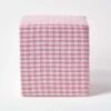 Pink Gingham Check Cotton Cube Pouffe 36 X 36 X 38 Cm