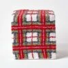 Red And White Tartan Pattern Tufted Cotton Cube Pouffe 36 X 36 X 38 Cm