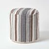 Grey, Black And White Stripe Bean Filled Pouffe Tall 45 X 40 Cm