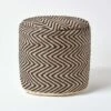 Black And Cream Chevron Pattern Circular Pouffe